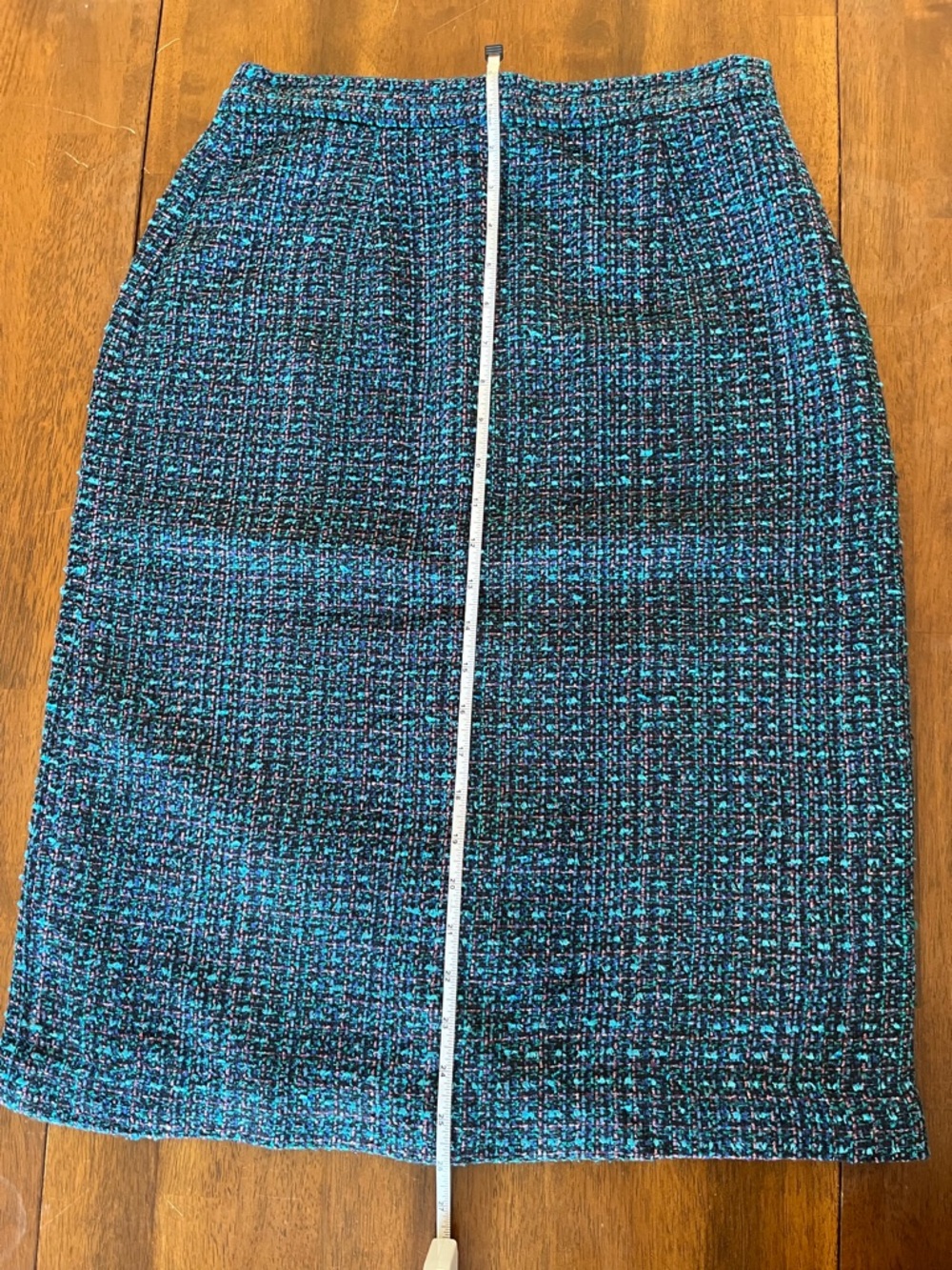 Appleseed's Navy and Teal Tweed Pencil Skirt - Picture 4 of 5